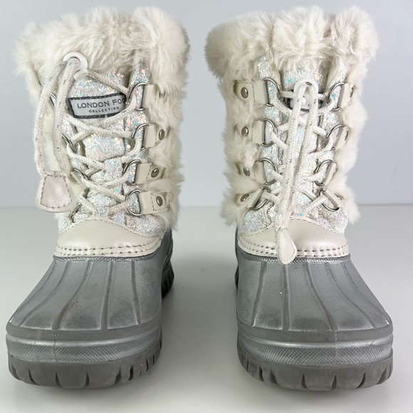 LONDON FOG WHITE SPARKLY WARM LINED SNOWBOOTS - Picture 10 of 12